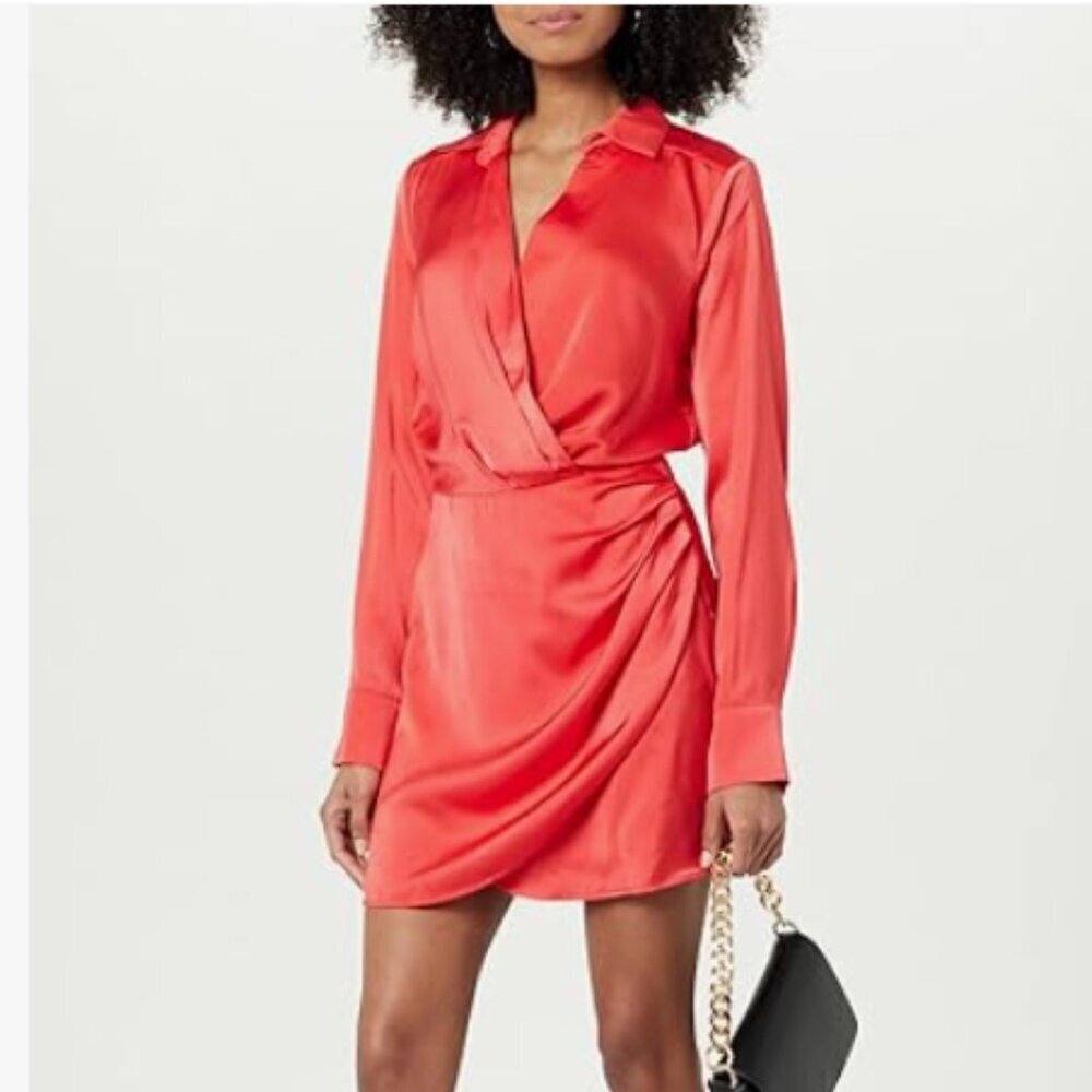 Red Mini Wrap Dress, Bitter Red, Medium, NWT, Date Night, Girl's Night Out - Picture 1 of 11